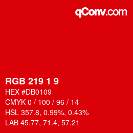 カラーコード: RGB 219 1 9 | qconv.com