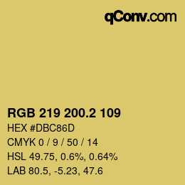 カラーコード: RGB 219 200.2 109 | qconv.com