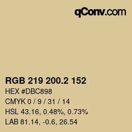 カラーコード: RGB 219 200.2 152 | qconv.com