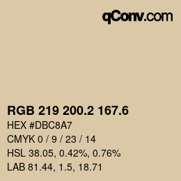 カラーコード: RGB 219 200.2 167.6 | qconv.com