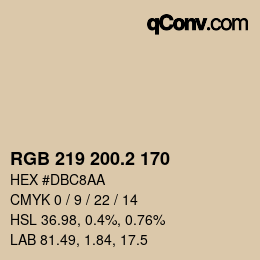 カラーコード: RGB 219 200.2 170 | qconv.com
