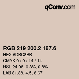 カラーコード: RGB 219 200.2 187.6 | qconv.com