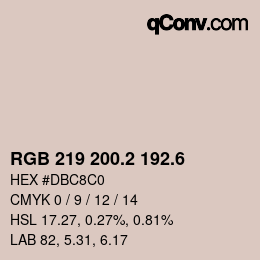 カラーコード: RGB 219 200.2 192.6 | qconv.com