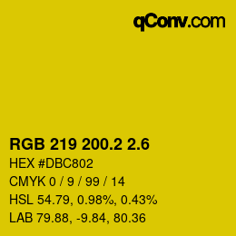 カラーコード: RGB 219 200.2 2.6 | qconv.com