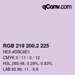 カラーコード: RGB 219 200.2 225 | qconv.com