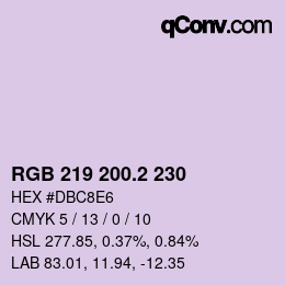 カラーコード: RGB 219 200.2 230 | qconv.com