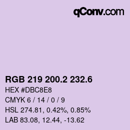 カラーコード: RGB 219 200.2 232.6 | qconv.com