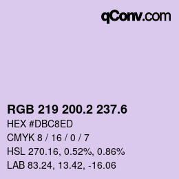 カラーコード: RGB 219 200.2 237.6 | qconv.com