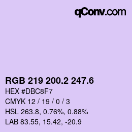 カラーコード: RGB 219 200.2 247.6 | qconv.com