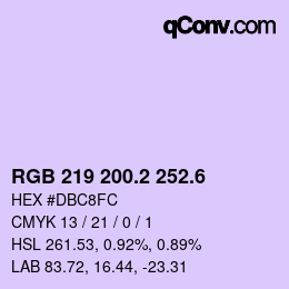 カラーコード: RGB 219 200.2 252.6 | qconv.com