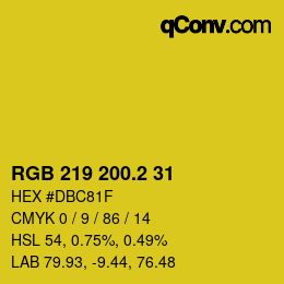 カラーコード: RGB 219 200.2 31 | qconv.com