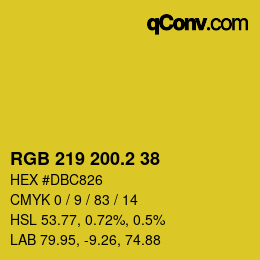 カラーコード: RGB 219 200.2 38 | qconv.com