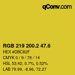 カラーコード: RGB 219 200.2 47.6 | qconv.com