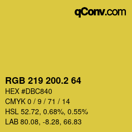 カラーコード: RGB 219 200.2 64 | qconv.com