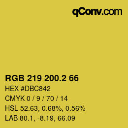カラーコード: RGB 219 200.2 66 | qconv.com