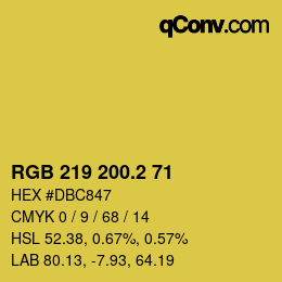カラーコード: RGB 219 200.2 71 | qconv.com