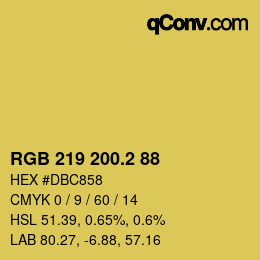 カラーコード: RGB 219 200.2 88 | qconv.com