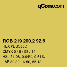 カラーコード: RGB 219 200.2 92.6 | qconv.com