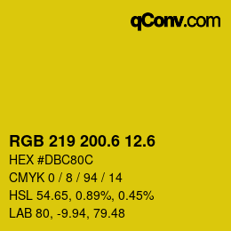カラーコード: RGB 219 200.6 12.6 | qconv.com