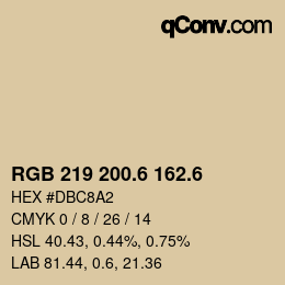 カラーコード: RGB 219 200.6 162.6 | qconv.com