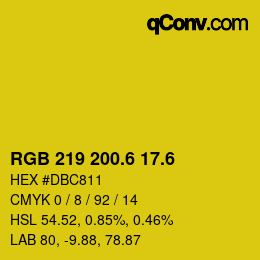 カラーコード: RGB 219 200.6 17.6 | qconv.com