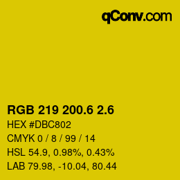 カラーコード: RGB 219 200.6 2.6 | qconv.com