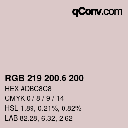 カラーコード: RGB 219 200.6 200 | qconv.com