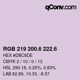 カラーコード: RGB 219 200.6 222.6 | qconv.com