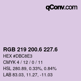 カラーコード: RGB 219 200.6 227.6 | qconv.com