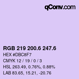 カラーコード: RGB 219 200.6 247.6 | qconv.com