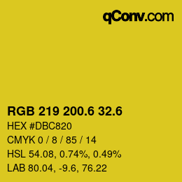 カラーコード: RGB 219 200.6 32.6 | qconv.com