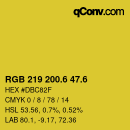 カラーコード: RGB 219 200.6 47.6 | qconv.com
