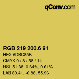 カラーコード: RGB 219 200.6 91 | qconv.com