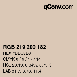 Color code: RGB 219 200 182 | qconv.com