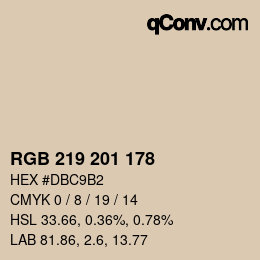 Color code: RGB 219 201 178 | qconv.com