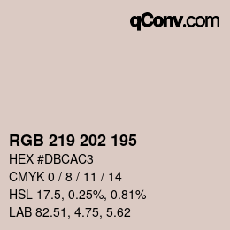 Código de color: RGB 219 202 195 | qconv.com