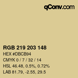 颜色代码: RGB 219 203 148 | qconv.com