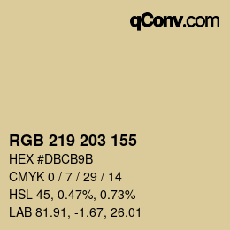 Farbcode: RGB 219 203 155 | qconv.com