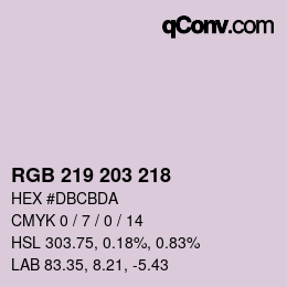 カラーコード: RGB 219 203 218 | qconv.com