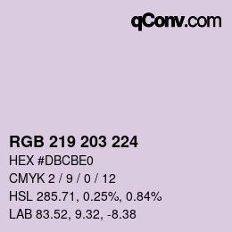 Code couleur: RGB 219 203 224 | qconv.com