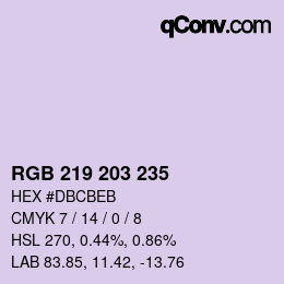 Código de color: RGB 219 203 235 | qconv.com