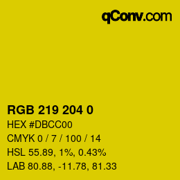 Color code: RGB 219 204 0 | qconv.com