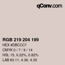 Color code: RGB 219 204 199 | qconv.com