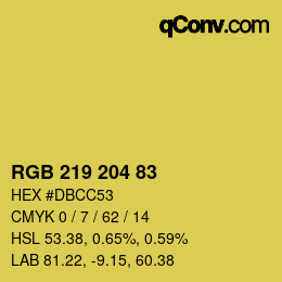 颜色代码: RGB 219 204 83 | qconv.com