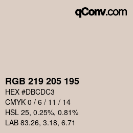 Color code: RGB 219 205 195 | qconv.com