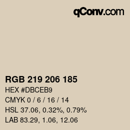 Color code: RGB 219 206 185 | qconv.com