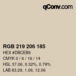 颜色代码: RGB 219 206 185 | qconv.com