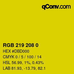 Color code: RGB 219 208 0 | qconv.com