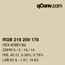 Color code: RGB 219 209 178 | qconv.com