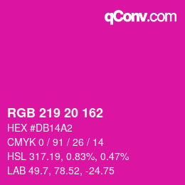 Color code: RGB 219 20 162 | qconv.com